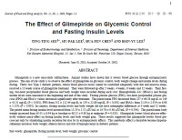 The Effect of Glimepiride on Glycemic Control and Fasting Insulin Levels