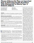 Plasma Adiponectin Plays an Important Role in Improving Insulin Resistance With Glimepiride in Elderly Type 2 Diabetic Subjects