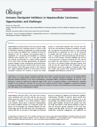 Immune Checkpoint Inhibitors in Hepatocellular Carcinoma:
Opportunities and Challenges