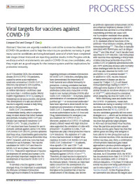 Viral targets for vaccines against COVID-19