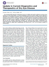 Update in Current Diagnostics and Therapeutics of Dry Eye Disease