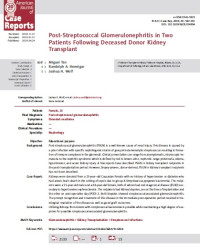 Post-Streptococcal Glomerulonephritis in Two Patients Following Deceased Donor Kidney Transplant