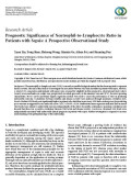 Prognostic Significance of Neutrophil-to-Lymphocyte Ratio in Patients with Sepsis: A Prospective Observational Study