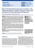 Role of the Neutrophil-Lymphocyte Count Ratio in the Differential Diagnosis between Pulmonary Tuberculosis and Bacterial Community-Acquired Pneumonia