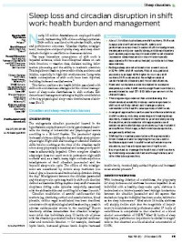 Sleep loss and circadian disruption in shift work: health burden and management