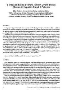 S-index and APRI Score to Predict Liver Fibrosis Chronic in Hepatitis B and C Patients