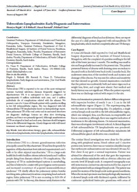 Tuberculous Lymphadenitis: Early Diagnosis and Intervention