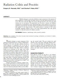 Radiation Colitis and Proctitis