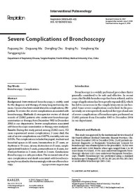 Severe Complications of Bronchoscopy