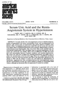 Serum Uric Acid and the Renin Angiotensin System in Hypertension