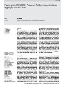 Pasireotide (SOM230) Prevents Sulfonylurea-induced Hypoglycemia in Rats