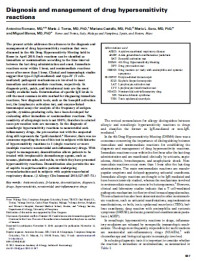 Diagnosis and management of drug hypersensitivity reactions