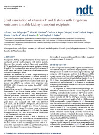 Joint association of vitamins D and K status with long-term outcomes in stable kidney transplant recipients