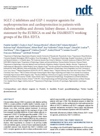 SGLT-2 inhibitors and GLP-1 receptor agonists for nephroprotection and cardioprotection in patients with
diabetes mellitus and chronic kidney disease. A consensus statement by the EURECA-m and the DIABESITY working groups of the ERA-EDTA