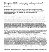 Disruption of P2X4 purinoceptor and suppression of the inflammation associated with cerebral aneurysm formation