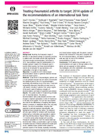 Treating rheumatoid arthritis to target: 2014 update of the recommendations of an international task force