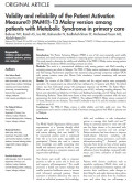 Validity and reliability of the Patient Activation Measure® (PAM®)-13 Malay version among patients with Metabolic Syndrome in primary care