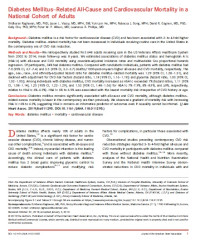 Diabetes Mellitus–Related All-Cause and Cardiovascular Mortality in a National Cohort of Adults