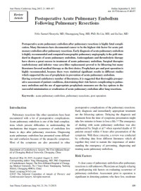 Postoperative Acute Pulmonary Embolism Following Pulmonary Resections