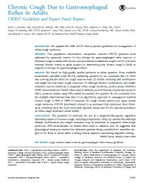 Chronic Cough Due to Gastroesophageal Reflux in Adults: CHEST Guideline and Expert Panel Report