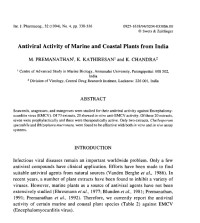 Antiviral Activity of Marine and Coastal Plants from India