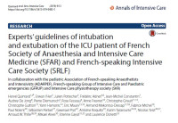 Experts’ guidelines of intubation and extubation of the ICU patient of French Society of Anaesthesia and Intensive Care Medicine (SFAR) and French‑speaking Intensive Care Society (SRLF)