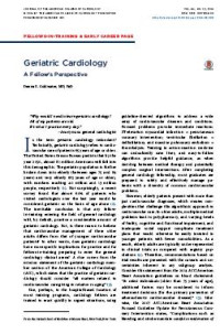 Geriatric Cardiology : A Fellow’s Perspective