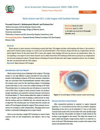 Black Cataract and SICS: A Safe Surgery with Excellent Outcome