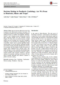 Decision Making in Paediatric Cardiology. Are We Prone to Heuristics, Biases and Traps?