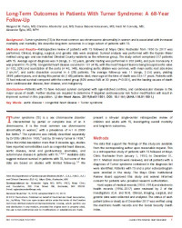 Long-Term Outcomes in Patients With Turner Syndrome: A 68-Year Follow-Up