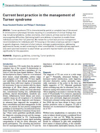 Current best practice in the management of Turner syndrome