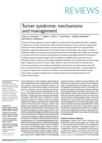 Turner syndrome: mechanisms and management