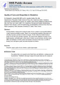 Quality of Care and Disparities in Obstetrics