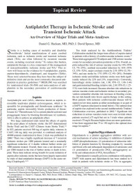 Antiplatelet Therapy in Ischemic Stroke and Transient Ischemic Attack An Overview of Major Trials and Meta-Analyses