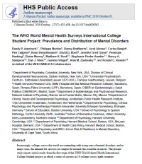 The WHO World Mental Health Surveys International College Student Project: Prevalence and Distribution of Mental Disorders