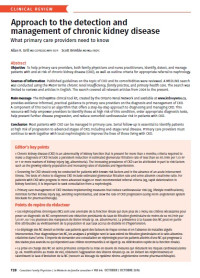 Approach to the detection and management of chronic kidney disease What primary care providers need to know