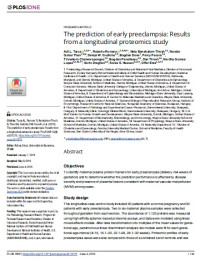 The prediction of early preeclampsia: Results from a longitudinal proteomics study