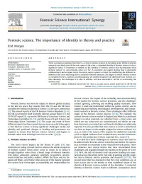 Forensic science. The importance of identity in theory and practice