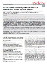 Trends in the research profile of matched independent plastic surgery fellows