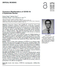 Cutaneous Manifestations of COVID-19: A Systematic Review