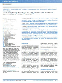 A Review of the Management of Cerebral Vasospasm After Aneurysmal Subarachnoid Hemorrhage