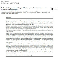 Role of Estrogens and Estrogen-Like Compounds in Female Sexual Function and Dysfunction