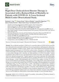 High-Dose Cholecalciferol Booster Therapy is Associated with a Reduced Risk of Mortality in Patients with COVID-19: A Cross-Sectional
Multi-Centre Observational Study