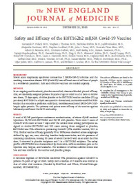 Safety and Efficacy of the BNT162b2 mRNA Covid-19 Vaccine