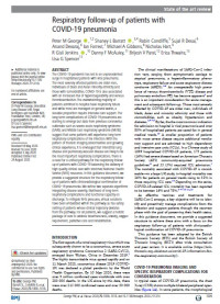 Respiratory follow-up of patients with COVID-19 pneumonia