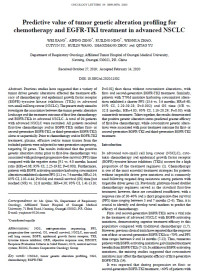 Predictive value of tumor genetic alteration profiling for chemotherapy and EGFR‑TKI treatment in advanced NSCLC