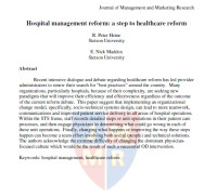 Hospital management reform: a step to healthcare reform