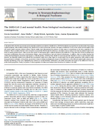 The SARS-CoV-2 and mental health: From biological mechanisms to social consequences