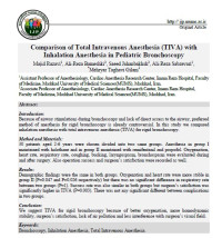 Comparison of Total Intravenous Anesthesia (TIVA) with Inhalation Anesthesia in Pediatric Bronchoscopy