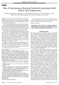 Risk of Spontaneous Bacterial Peritonitis Associated With Gastric Acid Suppression